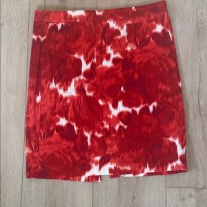 J. Crew Red and White Abstract Mini Skirt